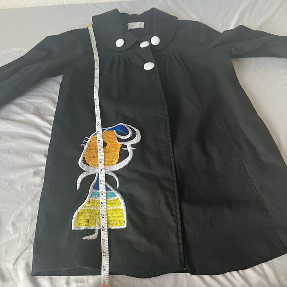 Tsumori Chisato Embroidered Black Trench Coat Jacket Size S - Picture 13 of 14